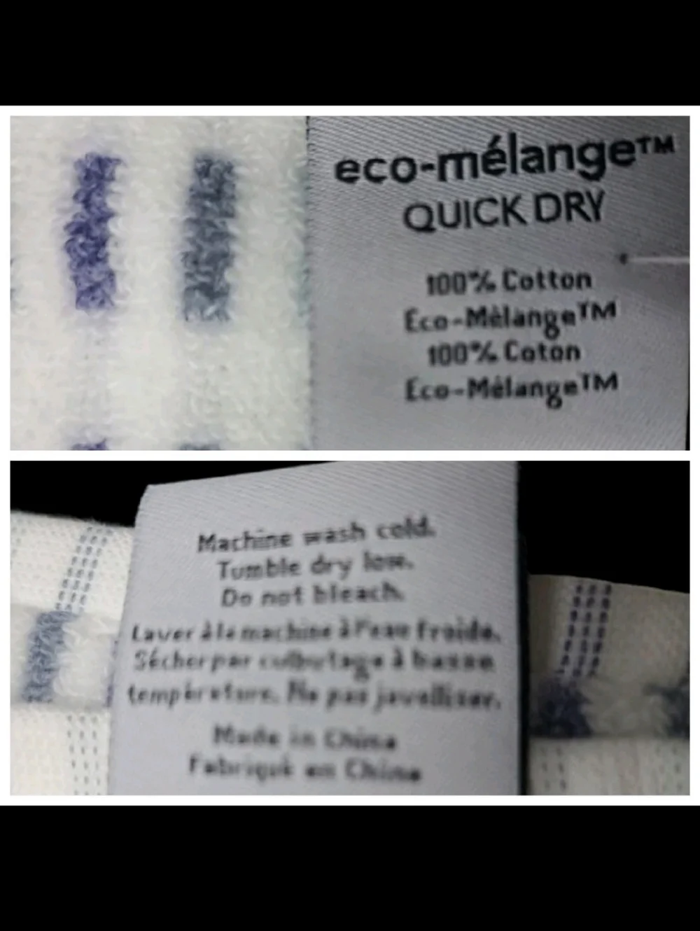 10pc ECO Melange 2 Bath 2 Hand 6 Washcloth Towel Set Purple Blue Ombre Check NEW